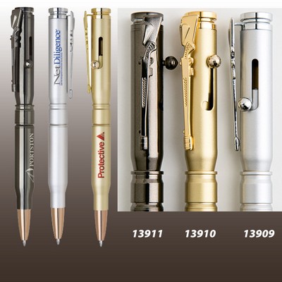 Satin Chrome- Brass Bullet Ball Point Pen