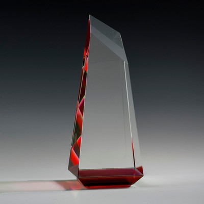 9" Lumen Crystal Award w/Red Accent