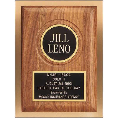 Walnut Plaque w/ 2.5" Diameter Brass Disc, 5"x7"