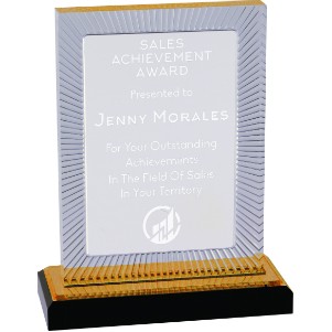 Carved Rectangle Impress Acrylic Award, Gold, 7 3/4"H