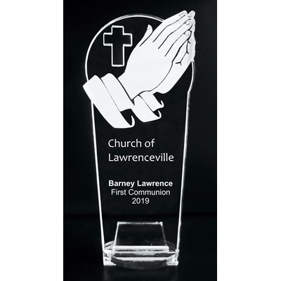 VALUE LINE! Acrylic Engraved Award - 8" Tall - Praying Hands