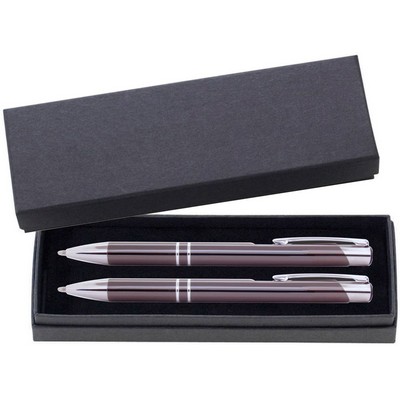 JJ Series Pen and Pencil Gift Set in Black Cardboard Paper Gift Box with Velvet lining - Gunmeta pen