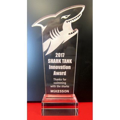 EXCLUSIVE! Acrylic and Crystal Engraved Award - 9-1/2" Tall - Shark