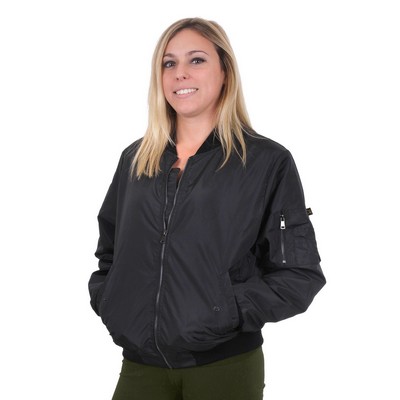 Women's Black Enhanced Nylon MA-1 Flight Jacket (S-XL)