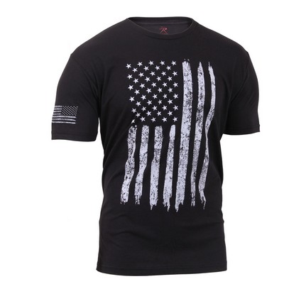 Black Distressed American Flag T-Shirt (3X-Large)