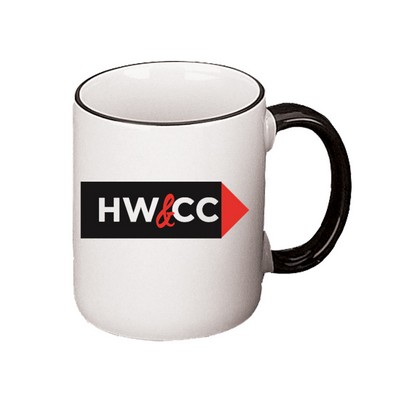 11 Oz. Trim Series C-Handle Mug (White w/ Black Trim)