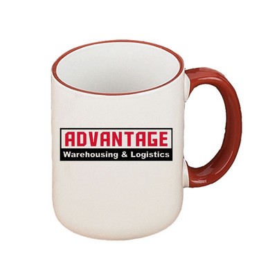 11 Oz. Trim Series C-Handle Mug (White w/ Burgundy Trim)