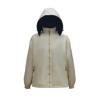 Unisex Polyester Water Resistant Outer wear Jacket w/Detachable Hood