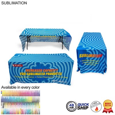 48 Hr Quick Ship - Sublimated Table Cloth for 6' Table, Drape Style, 3 sided, Open Back