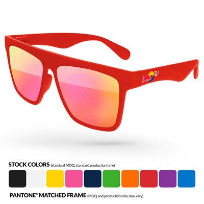 Laser Mirror Promotional Sunglasses w/ Full-color Temple Imprint