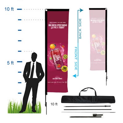 10' Rectangle Advertising Flag w/Single Sided Print (Kit 1)