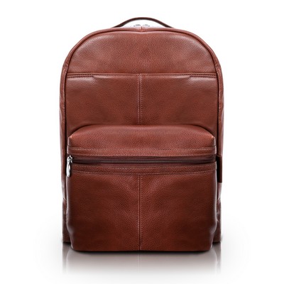 PARKER | 15" Brown Leather Dual-Compartment Laptop Backpack | McKleinUSA