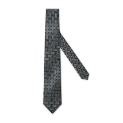 Poly Woven Necktie - Greek Key Silver/Black