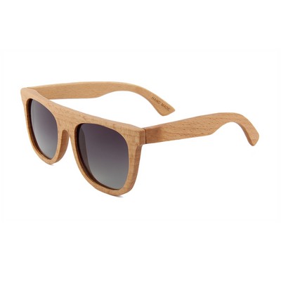 Beech Wood Sunglasses - Gradient Smoke Polarized Lenses - Beech Wood Frames