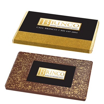 Foil Wrapped One Pound Custom Belgian Chocolate Bar w/ 23K Gold Flakes