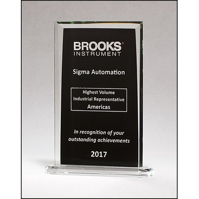 Rectangular Glass Award w/Black Silk Screened Center (6.5"x 9.25")