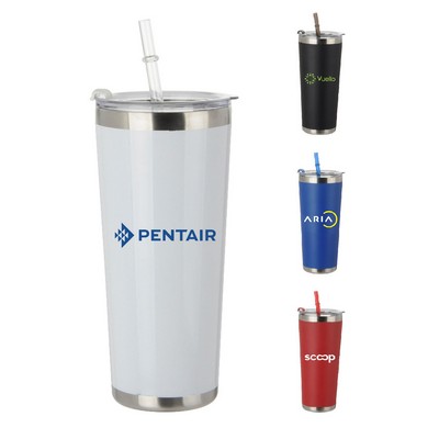 20 Oz. Stainless Steel Tumbler w/Straw