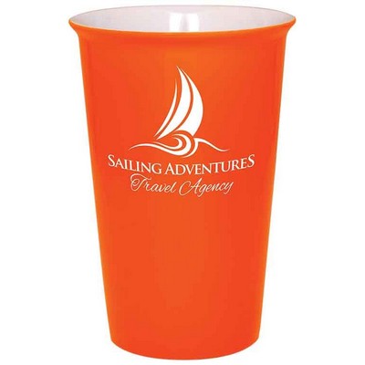 14 Oz. Orange Ceramic Latte Cup, Engraved