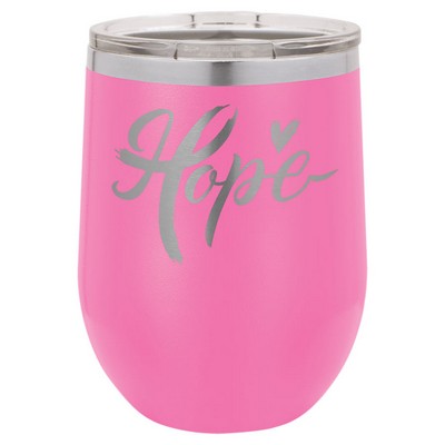 12 Oz. Stainless Steel Wine Tumbler - Pink