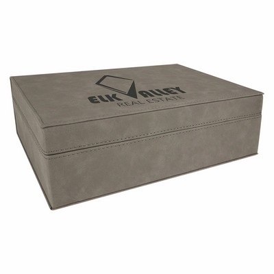 10 1/4" x 7 1/2" Gray Leatherette Premium Gift Box