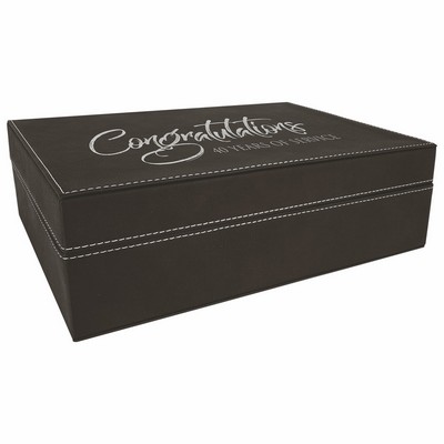 12 1/4" x 8 1/4" Black/Silver Leatherette Premium Gift Box