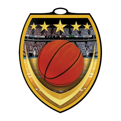 Full Color Basketball Shield Medal