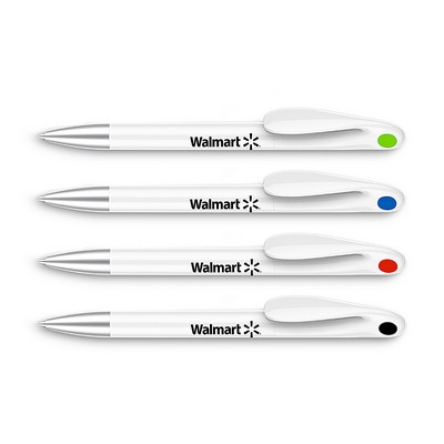 Twist Action White Ballpoint Pen (Shorter Production Time)