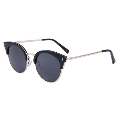 Sunglasses - Smoke Lenses - Black Frames - Gold Temples