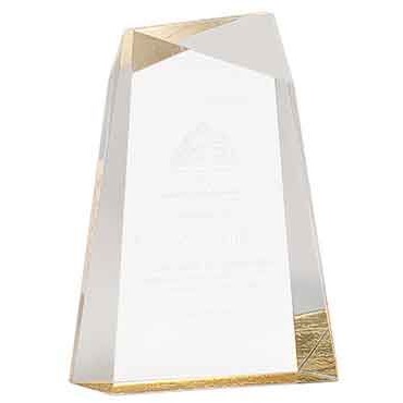 Gold Acrylic Facet Wedge Award, 7"H