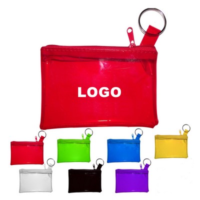 Zippered PVC Coin Pouch W/Key Ring