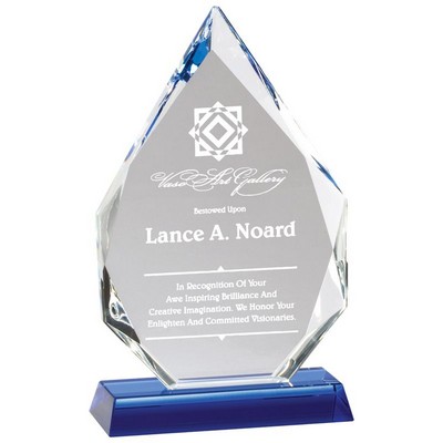 Optical Arrowhead Crystal Award w/Blue Base (8½" x 5")