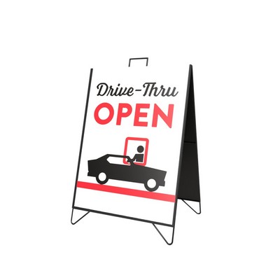 Metal A Frame Kit (2 Signs) - Drive-Thru Open (24" x 32")