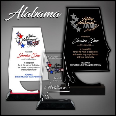 7" Alabama Clear Acrylic Award with a Wood Base