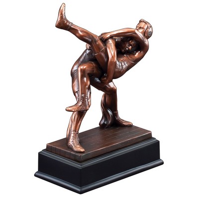 10" Electroplated Bronze Wrestler Trophy