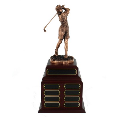 17" Perpetual Female Golf Trophy w/32 Name Plates