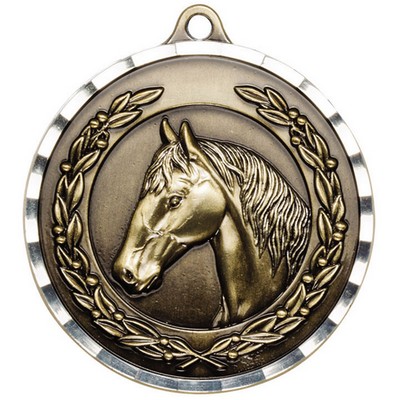 Horse Antique Finish Brass Medal