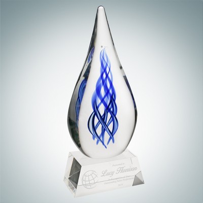 Art Glass Ocean River Award w/Clear Base