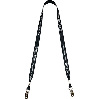 5/8" Super Value Lanyard with Double Bulldog Clips