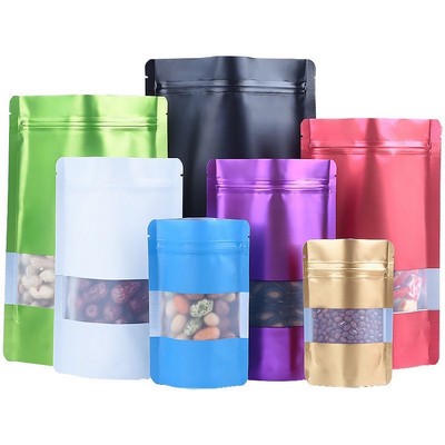 Zip Lock Bag With Window Metallic Plastic Pouch For Food