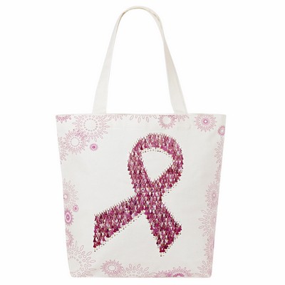 Custom 8 oz Semi-Bleached Cotton Canvas Awareness Tote Bag 15"x13"x4"