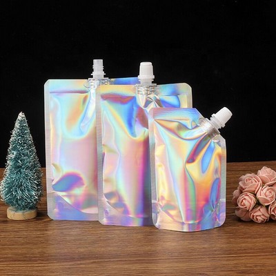 Holographic Plastic Stand Up Spout Pouch Packaging Bag