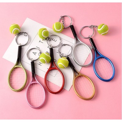 Color Metal Tennis Set Keychain