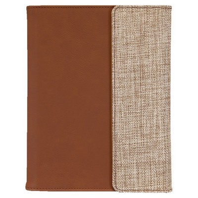 Rawhide Faux Leather Burlap Portfolio Notepad, 7" x 9"