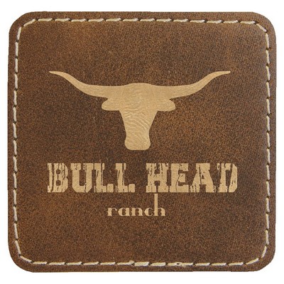 Square Engraved Patch with Adhesive, Rustic Faux Leather, 2 1/2" x 2 1/2"