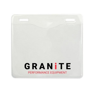 4.30" W x 3.90" H - Horizontal Clear Vinyl Badge Holder (1 Color Imprint)