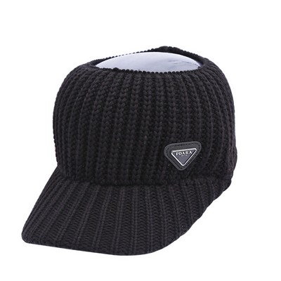 Women Knit Visor Beanie Cap w/Ponytail Hole