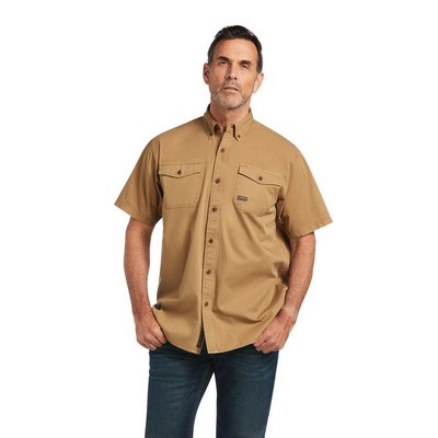 Rebar® Washed Twill Khaki Short Sleeve Work Shirt