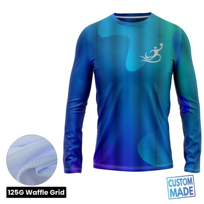 Unisex and Kids' Full Sublimation Long Sleeve T-Shirt - 125G Performance Waffle Grid