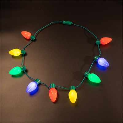 Christmas Necklace with 9 LED Light Up Bulbs