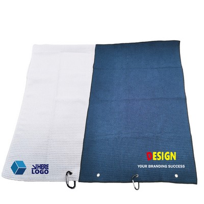 Tri-fold Micro fiber Waffle Golf Towel